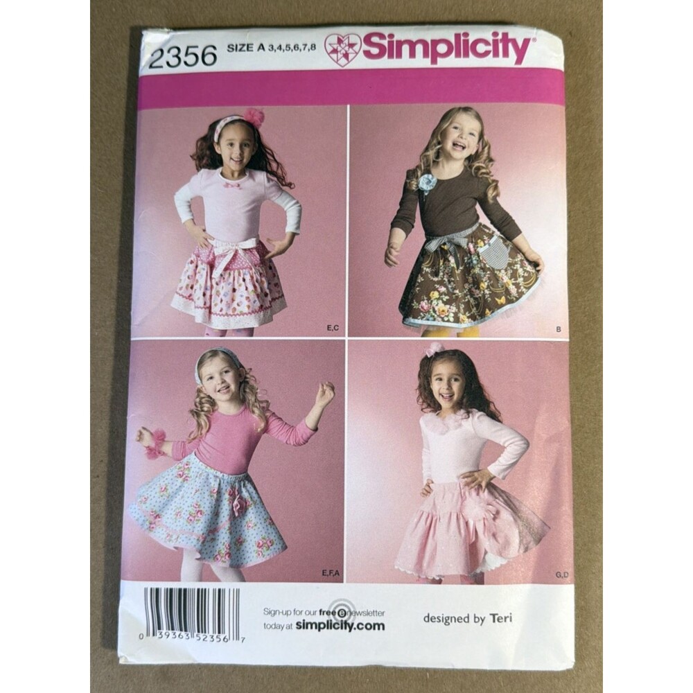 OOP S 2356 Sewing Pattern 3-8 Girls Skirt Slip Accessories UNCUT Simplicity